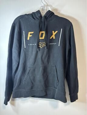 Fox Racing Mens Sweater Small Black Orange Hoodie Long Sleeve “Tread lightly”